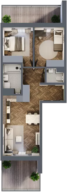 3 pokoje, mieszkanie 54,78 m², piętro 1, oferta nr M59, Kwadrat - Etap II, Rzeszów, Drabinianka, ul. Miła 29F