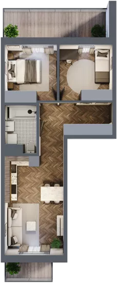 3 pokoje, mieszkanie 53,27 m², piętro 6, oferta nr M54, Kwadrat - Etap II, Rzeszów, Drabinianka, ul. Miła 29F