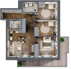 4 pokoje, mieszkanie 69,49 m², piętro 2, oferta nr M61, Kwadrat - Etap II, Rzeszów, Drabinianka, ul. Miła 29F