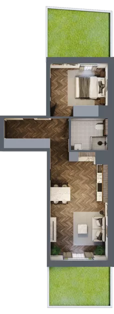 2 pokoje, mieszkanie 49,20 m², parter, oferta nr M22, Bluszcz Apartamenty, Kraków, Podgórze,  ul. Goszczyńskiego