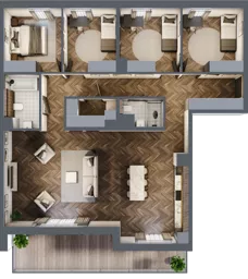 5 pokoi, mieszkanie 125,93 m², piętro 2, oferta nr M53, Bluszcz Apartamenty, Kraków, Podgórze,  ul. Goszczyńskiego