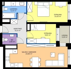 3 pokoje, mieszkanie 66,51 m², piętro 6, oferta nr A53, FUTURO etap I, Rzeszów, Staroniwa, al. Batalionów Chłopskich