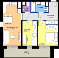 3 pokoje, mieszkanie 61,76 m², piętro 1, oferta nr A5, FUTURO etap I, Rzeszów, Staroniwa, al. Batalionów Chłopskich