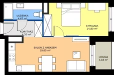 2 pokoje, mieszkanie 43,32 m², piętro 1, oferta nr A8, FUTURO etap I, Rzeszów, Staroniwa, al. Batalionów Chłopskich
