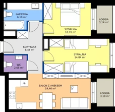 3 pokoje, mieszkanie 62,25 m², piętro 5, oferta nr A44, FUTURO etap I, Rzeszów, Staroniwa, al. Batalionów Chłopskich