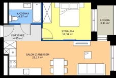 2 pokoje, mieszkanie 44,93 m², piętro 2, oferta nr A18, FUTURO etap I, Rzeszów, Staroniwa, al. Batalionów Chłopskich