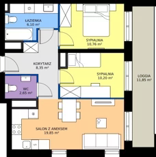 3 pokoje, mieszkanie 57,91 m², piętro 10, oferta nr A81, FUTURO etap I, Rzeszów, Staroniwa, al. Batalionów Chłopskich