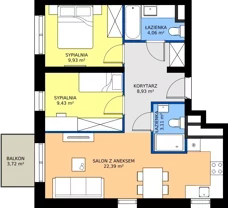 3 pokoje, mieszkanie 57,85 m², piętro 2, oferta nr A20, FUTURO etap I, Rzeszów, Staroniwa, al. Batalionów Chłopskich