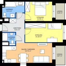 3 pokoje, mieszkanie 63,41 m², piętro 2, oferta nr A19, FUTURO etap I, Rzeszów, Staroniwa, al. Batalionów Chłopskich
