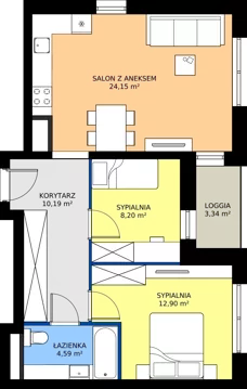 3 pokoje, mieszkanie 60,03 m², piętro 5, oferta nr B60, FUTURO etap I, Rzeszów, Staroniwa, al. Batalionów Chłopskich