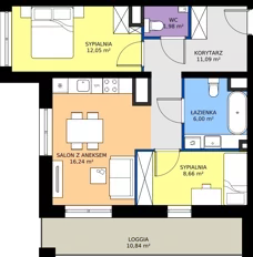 3 pokoje, mieszkanie 56,02 m², piętro 1, oferta nr B15, FUTURO etap I, Rzeszów, Staroniwa, al. Batalionów Chłopskich