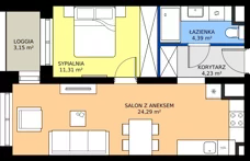 2 pokoje, mieszkanie 44,22 m², piętro 1, oferta nr B16, FUTURO etap I, Rzeszów, Staroniwa, al. Batalionów Chłopskich