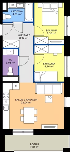 3 pokoje, mieszkanie 55,51 m², parter, oferta nr B4, FUTURO etap I, Rzeszów, Staroniwa, al. Batalionów Chłopskich