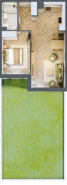 2 pokoje, mieszkanie 47,38 m², parter, oferta nr M2, Nova Tymotkowa, Kraków, Dębniki, Ruczaj, ul. Tymotkowa / Kolista