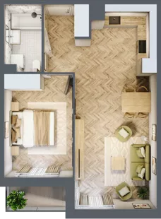 2 pokoje, mieszkanie 47,39 m², piętro 1, oferta nr M7, Nova Tymotkowa, Kraków, Dębniki, Ruczaj, ul. Tymotkowa / Kolista