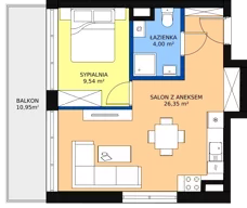 2 pokoje, mieszkanie 39,57 m², piętro 1, oferta nr B2/M06, Fuelda, Poznań, Naramowice, Naramowice, ul. Maków Polnych 9