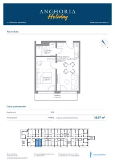 2 pokoje, apartament inwestycyjny 36,97 m², piętro 3, oferta nr B_3_14, Anchoria Holiday, Mechelinki, ul. Wielopole 36