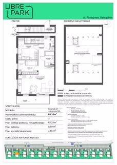 3 pokoje, mieszkanie 63,10 m², piętro 1, oferta nr Mieszkanie A2.M2, Libre Park mieszkania etap I, Kosakowo, ul. Pistacjowa 5