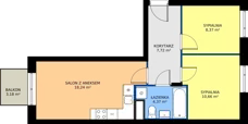 3 pokoje, mieszkanie 49,36 m², piętro 4, oferta nr 62, Osiedle Nad Zalewem, Lublin, Wrotków, ul. Henryka Wolińskiego 6