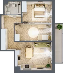 3 pokoje, mieszkanie 60,32 m², piętro 1, oferta nr D1.20.M08, Wawer GO 2.0, Warszawa, Wawer, Falenica, ul. Przylaszczkowa 17