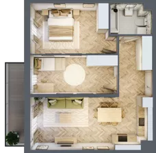 3 pokoje, mieszkanie 58,52 m², piętro 2, oferta nr D1.30.M17, Wawer GO 2.0, Warszawa, Wawer, Falenica, ul. Przylaszczkowa 17