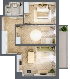 3 pokoje, mieszkanie 60,32 m², piętro 2, oferta nr D1.30.M15, Wawer GO 2.0, Warszawa, Wawer, Falenica, ul. Przylaszczkowa 17