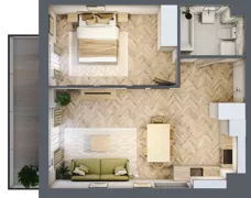 2 pokoje, mieszkanie 46,03 m², piętro 1, oferta nr D2.20.M08, Wawer GO 2.0, Warszawa, Wawer, Falenica, ul. Przylaszczkowa 17