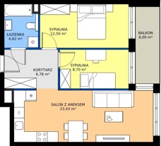 3 pokoje, mieszkanie 56,03 m², piętro 1, oferta nr A14, Daszyńskiego Park, Katowice, Wełnowiec-Józefowiec, ul. Daszyńskiego 38