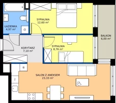3 pokoje, mieszkanie 56,76 m², piętro 2, oferta nr A24, Daszyńskiego Park, Katowice, Wełnowiec-Józefowiec, ul. Daszyńskiego 38