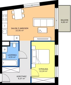 2 pokoje, mieszkanie 48,21 m², piętro 3, oferta nr B33- wykończone , Daszyńskiego Park, Katowice, Wełnowiec-Józefowiec, ul. Daszyńskiego 38