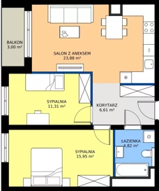 3 pokoje, mieszkanie 62,57 m², piętro 1, oferta nr C19, Daszyńskiego Park, Katowice, Wełnowiec-Józefowiec, ul. Daszyńskiego 38