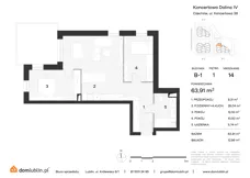 3 pokoje, mieszkanie 63,91 m², piętro 1, oferta nr B1/14, Osiedle Koncertowa Dolina, Lublin, Czechów Północny, Choiny, ul. Koncertowa