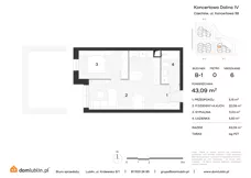 2 pokoje, mieszkanie 43,09 m², parter, oferta nr B1/6, Osiedle Koncertowa Dolina, Lublin, Czechów Północny, Choiny, ul. Koncertowa