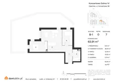 3 pokoje, mieszkanie 63,91 m², parter, oferta nr B1/7, Osiedle Koncertowa Dolina, Lublin, Czechów Północny, Choiny, ul. Koncertowa