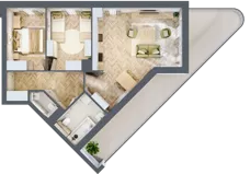 3 pokoje, mieszkanie 60,45 m², piętro 1, oferta nr 3, Quatro, Olsztyn, Zatorze, ul. Poprzeczna