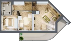 3 pokoje, mieszkanie 57,89 m², piętro 4, oferta nr 12, Quatro, Olsztyn, Zatorze, ul. Poprzeczna