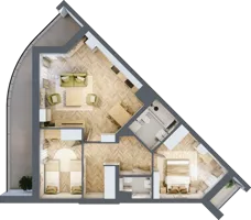 3 pokoje, mieszkanie 60,26 m², piętro 1, oferta nr 60, Quatro, Olsztyn, Zatorze, ul. Poprzeczna