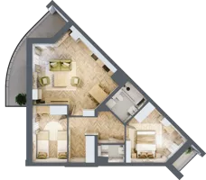 3 pokoje, mieszkanie 60,26 m², piętro 2, oferta nr 63, Quatro, Olsztyn, Zatorze, ul. Poprzeczna