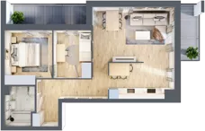 3 pokoje, mieszkanie 59,02 m², piętro 2, oferta nr 56, Apartamenty Horizon II etap, Radom, Akademickie, ul. Kazimierza Pułaskiego / Akademicka