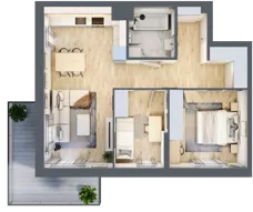 3 pokoje, mieszkanie 57,48 m², piętro 1, oferta nr 52, Apartamenty Horizon II etap, Radom, Akademickie, ul. Kazimierza Pułaskiego / Akademicka