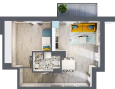 2 pokoje, mieszkanie 42,11 m², piętro 4, oferta nr M24, Apartamenty Serene , Kielce, KSM, ul. Zagórska