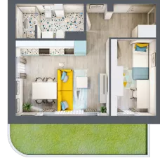 2 pokoje, mieszkanie 36,57 m², parter, oferta nr M2, Apartamenty Serene , Kielce, KSM, ul. Zagórska