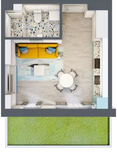 1 pokój, mieszkanie 29,07 m², parter, oferta nr M1, Apartamenty Serene , Kielce, KSM, ul. Zagórska