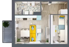 2 pokoje, mieszkanie 36,63 m², piętro 3, oferta nr M22, Apartamenty Serene , Kielce, KSM, ul. Zagórska