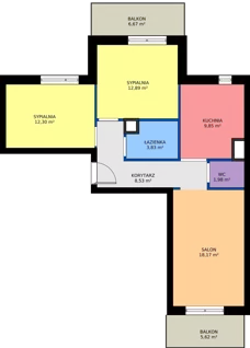 3 pokoje, mieszkanie 67,55 m², piętro 7, oferta nr M67, Nałęczowska - etap I, Lublin, Szerokie, ul. Nałęczowska 67