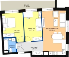 3 pokoje, mieszkanie 62,69 m², piętro 1, oferta nr 6, Wiązowa, Toruń, Mokre Przedmieście, ul. Podgórna 60