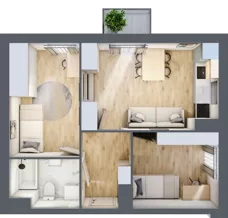 3 pokoje, mieszkanie 45,64 m², parter, oferta nr 1, Osiedle Lotnictwa Polskiego 12, Poznań, Ogrody, Ogrody, ul. Lotnictwa Polskiego 12
