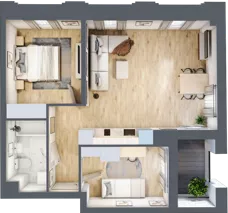 3 pokoje, apartament 56,38 m², piętro 1, oferta nr A_01_03, Kolejova 1, Poznań, Grunwald, Łazarz, ul. Kolejowa 1/3