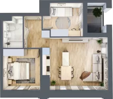 3 pokoje, apartament 51,24 m², piętro 1, oferta nr A_01_04, Kolejova 1, Poznań, Grunwald, Łazarz, ul. Kolejowa 1/3
