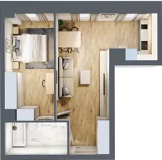 2 pokoje, apartament 43,63 m², piętro 1, oferta nr A_01_12, Kolejova 1, Poznań, Grunwald, Łazarz, ul. Kolejowa 1/3